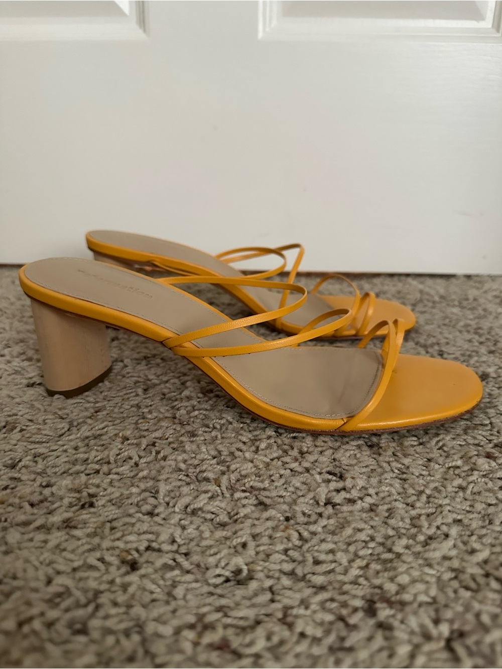 Reformation Rachel Yellow Strappy Block Heel Sandals - Women 8.5